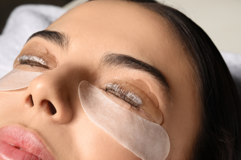 A woman receiving a lash lift treatment